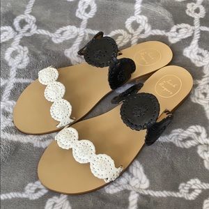 Jack Rogers Black and White Sandals with Classic Design